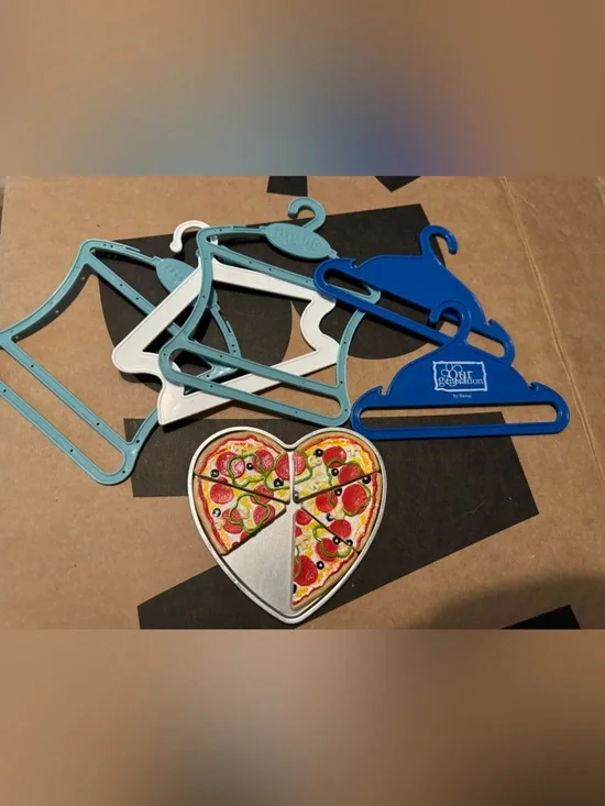 American Girl Doll large heart shaped pizza pan & hangers
