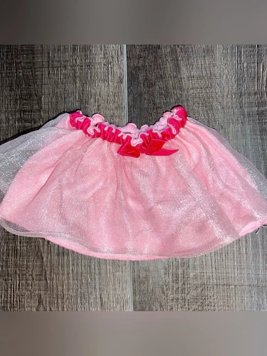 💞 Pink Double Layer Shimmer Tulle Skirt with Ribbon Waist for Dolls