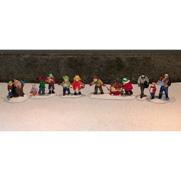 DEPT 56 Snow Village Accessory Children Kids Puppy Dog Harley Davidson Tire Lot