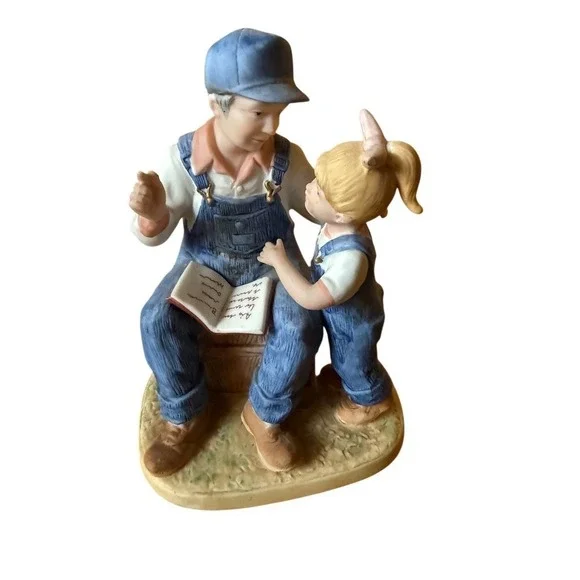 HOMCO Denim Days Grandpa's Story‎ Figurine Danny & Debbie Vintage 6 in