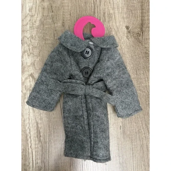 Our Generation OG Doll Gray Winter Coat Wool Peacoat Belt Retired Clothes