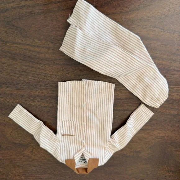 Vintage Ken Mattel Tan White Striped Shirt and Pants PJ Doll Outfit Set 1960s
