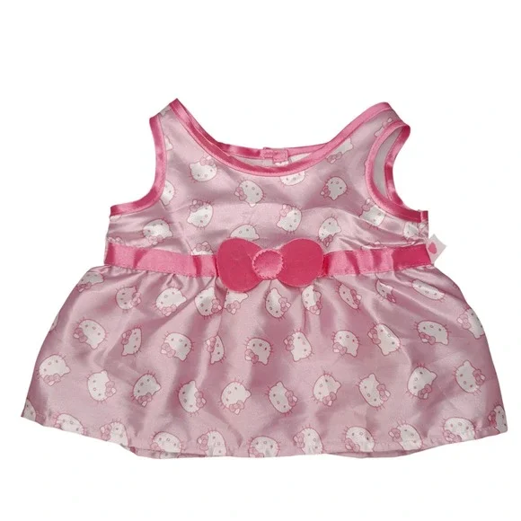 Build-A-Bear Hello Kitty Pink Satin Doll Dress Bow Accent Sanrio Plush Outfit