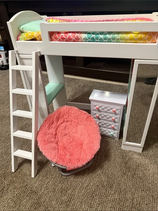 My Life As Doll Loft Bed with Ladder and Coral Chair Dresser