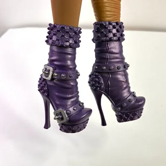 Monster High Doll Shoes Casta Fierce Purple Studded Heels Boots For 12