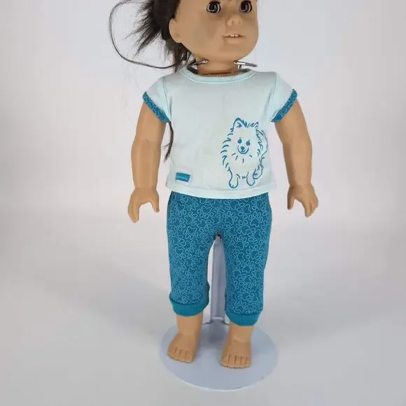 American Girl Doll Retired Blue Two Piece Pomeranian Pajamas Set for 18