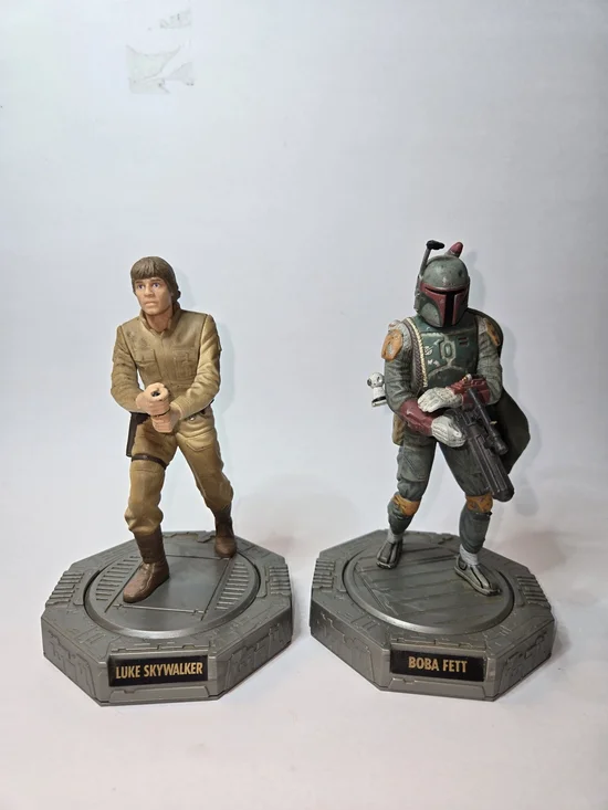 Star Wars Epic Force 1998 rotating statues featuring Luke Skywalker & Boba Fett