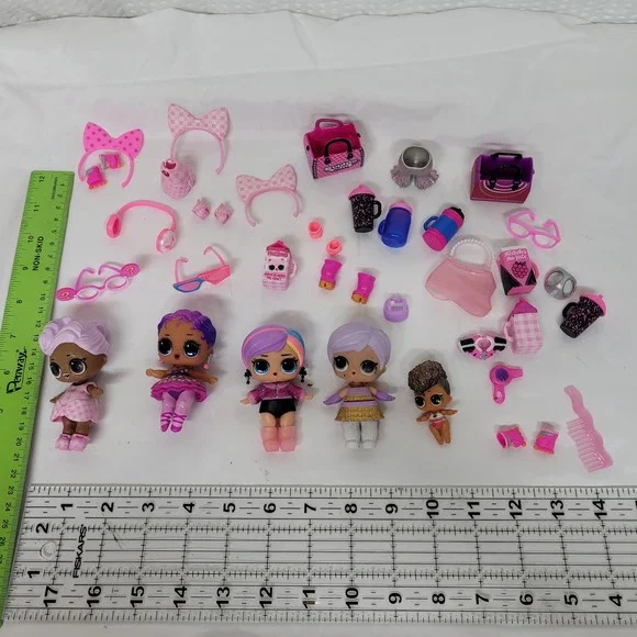 LOL Surprise Doll Lot of 5 Pink Purple Accessories Bags Shoes Bottles