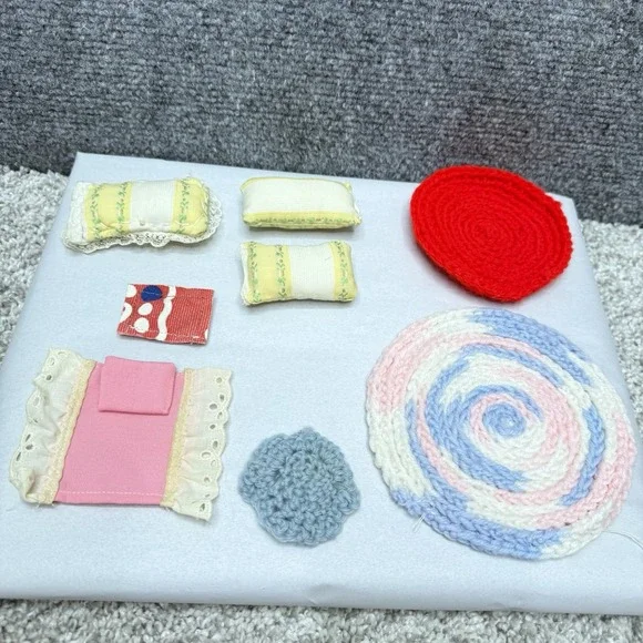 Vintage dollhouse‎ miniature rugs pillows door mats lot