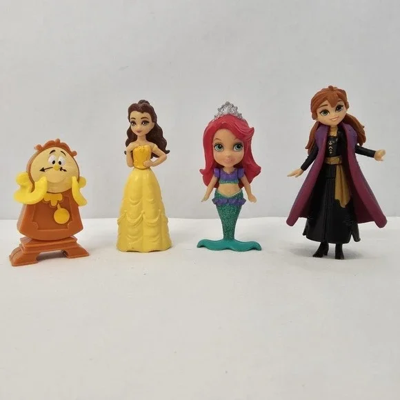 Disney Figurines Little Mermaid,Anna W/Removable Cloak,Belle & Cogsworth