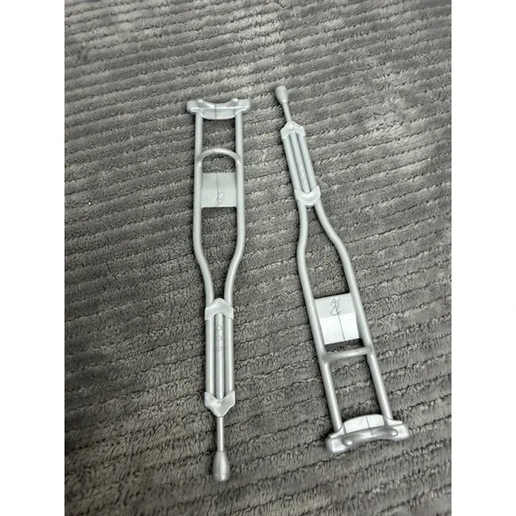 Barbie Doll Accessories Gray Silver Pair Of Crutches Ambulance Doctor Medical