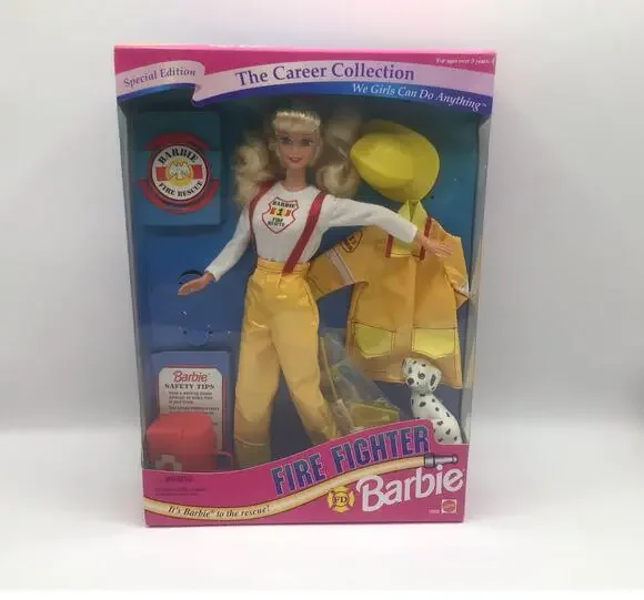 Fire Fighter Barbie Doll 1994 Mattel 13553 Vintage Career Puppy Dalmatian NIB