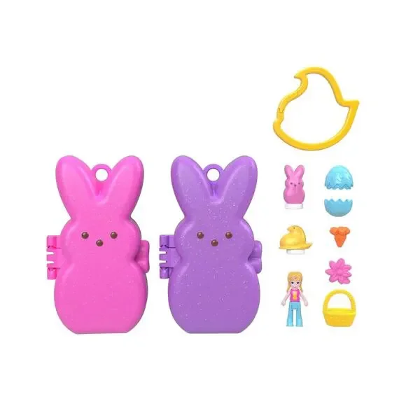 Polly‎ Pocket X Peeps Doll & 2 Playsets Compact Keychain Clip NEW
