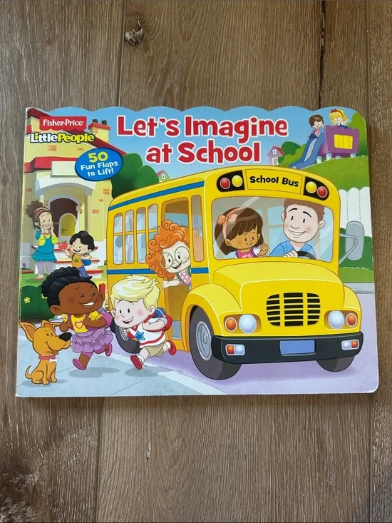 Fisher-Price Let's Imagine at School Board Book - Yellow, Blue, Red
