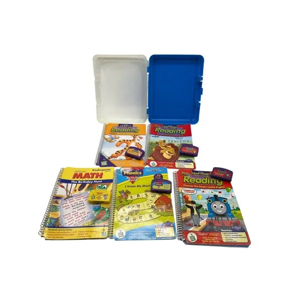 VTG LeapFrog LeapPad Book Cartridge Lot Thomas Lion King Tigger Math, Phonic Y2K