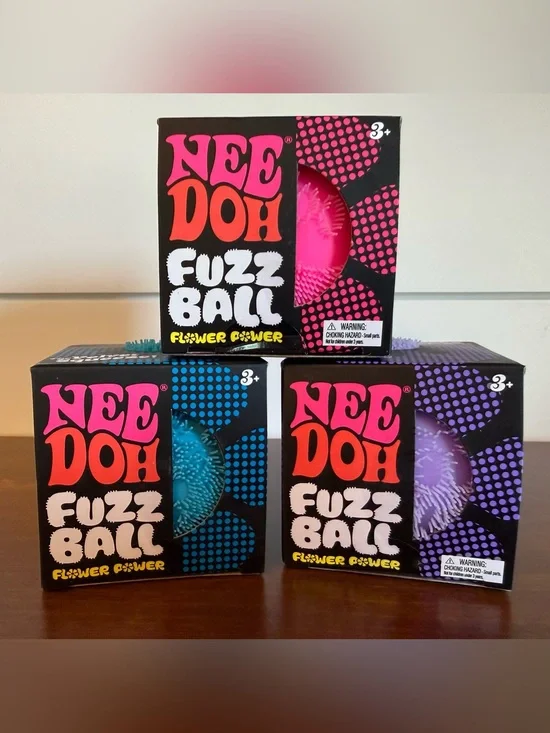 NeeDoh Fuzz Ball Flower Power Trio - Pink,  Blue, Purple 💗💜💙