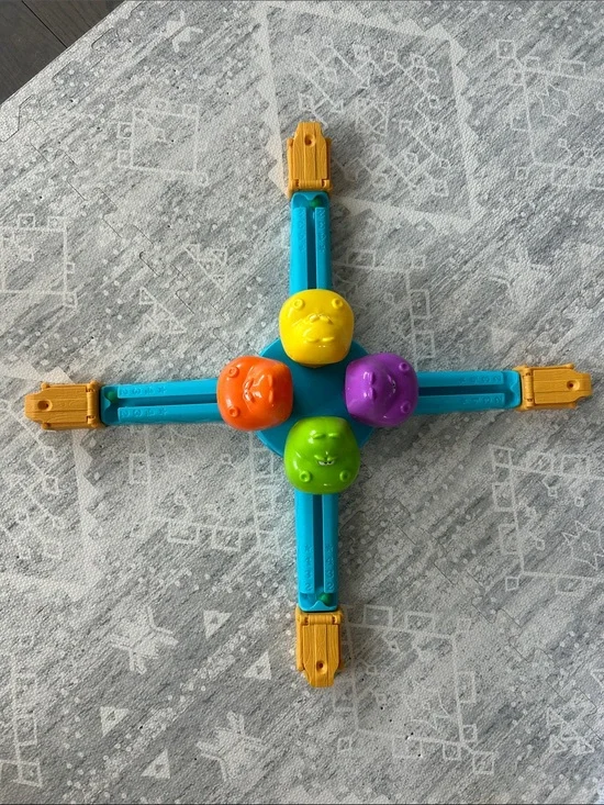Kids 4-Arm Pop & Spin Stacking Toy - Blue, Yellow, Orange, Green, Purple
