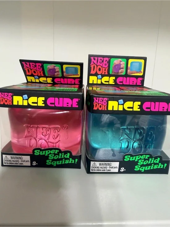 New in Box - 2 pack NeeDoh Nice Cube Squish Toy - Pink & Blue