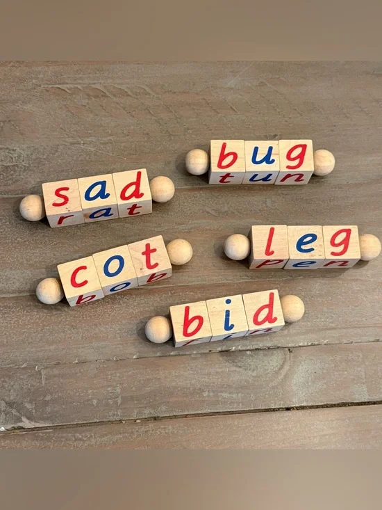 Montessori Phonetic Reading Blocks, Reading Educational Toy Set Of 5 Homeschool