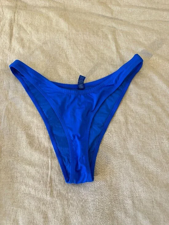 SKIMS Swim Cheeky Tanga Bottoms - Cobalt Blue - XL