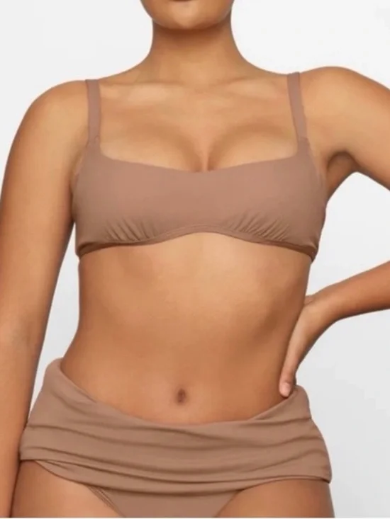 SKIMS bikini top Sculpting Swim Ruched Lined Wired Bikini Top Sienna Size 4X NWT