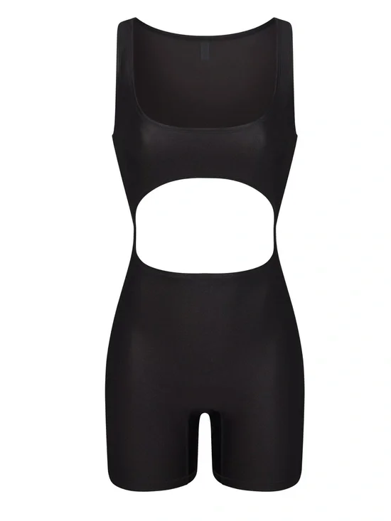 Skims shine Cutout One-Piece cycle suit Swim Romper onyx medium nwt onesie