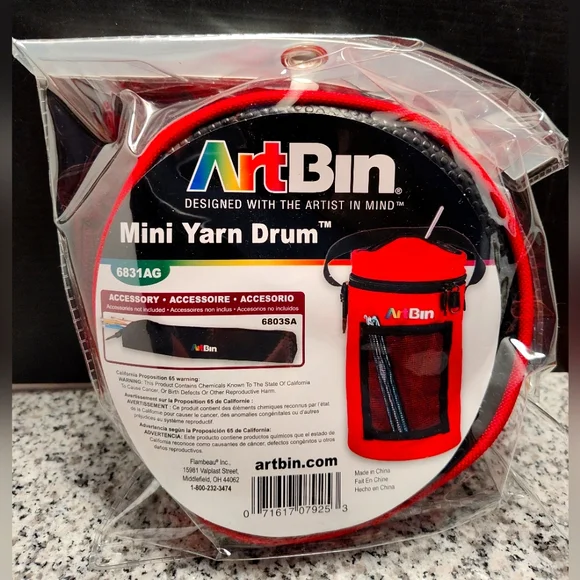 Mini Yarn Drum. Portable Knitting and Crochet Tote Raspberry Color ArtBin 6831AG
