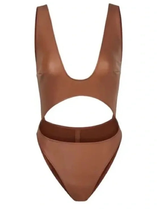 Skims Wet Jersey Cutout One Piece Swimsuit Bodysuit Copper 2XL NWT