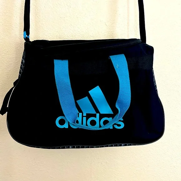Adidas gym bag, blue and black
