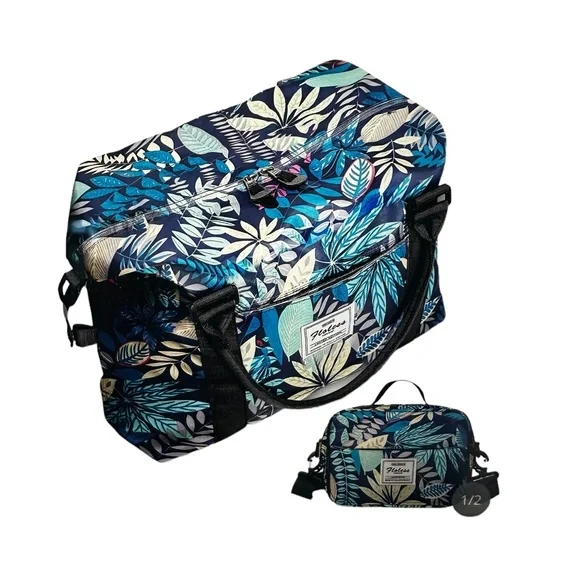 Weekender Gym Duffel Bags For Women Leaves Blue Cute Travel Tote Bag