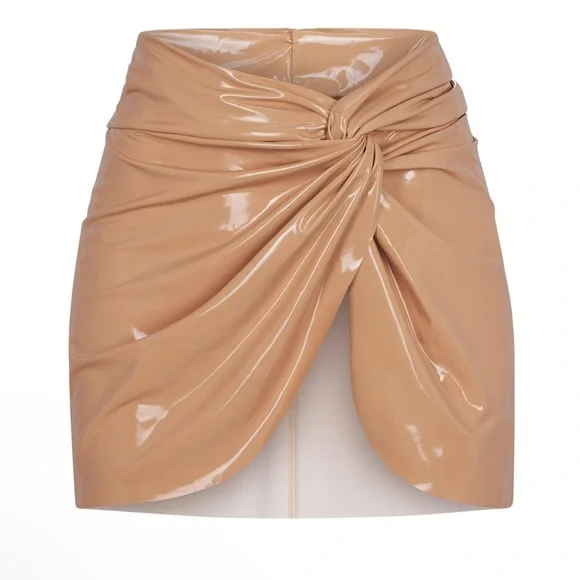 SKIMS Pvc Sarong Mini Skirt in Ochre NEW