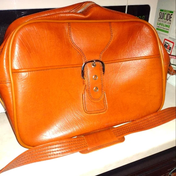 Sears Leather Briefcase Carry-On Bag. Brown. 18