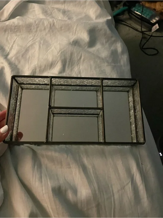 Glass and Mirrored Decorative Tray for jewelry, makeup, etc.