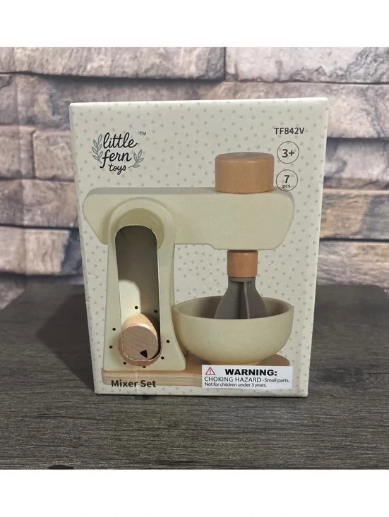 Little Fern Toys Wooden Mixer Set for Kids, 7 Pieces, Age 3+