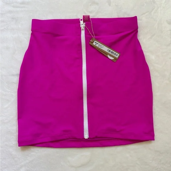 Women’s Hot Pink Swim Skirt with Front Zip