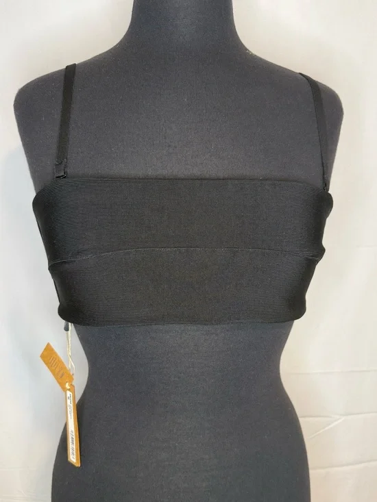 NWT SKIMS Knit Swim Bandeau Bikini Top - Onyx Black - Size Large