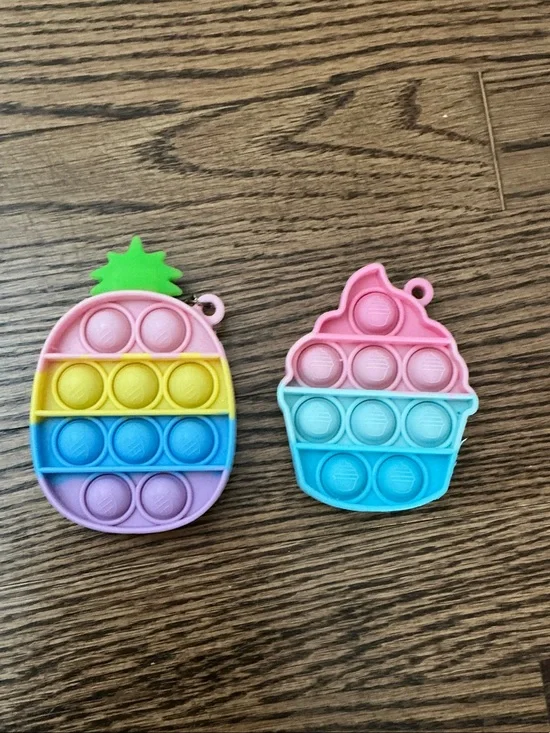 Pastel Pineapple & Cupcake Fidget Pop Toy Set - Rainbow