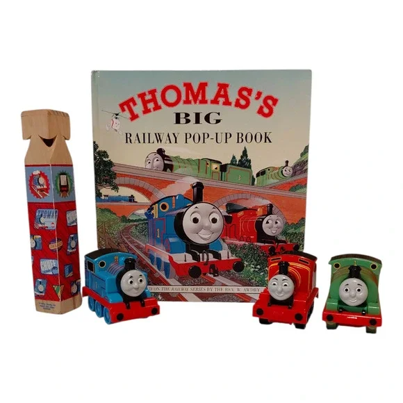 RARE Thomas & Friends Trains Pop Up Book Whistle Bundle