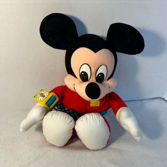 Vintage Disney Mickey Mouse Dress Me Learning‎ Plush Toy Zipper Button Buckle