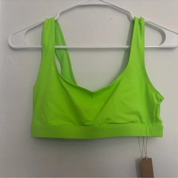Skims Recycled Swim Tank Bikini Top In Neon Green - XS