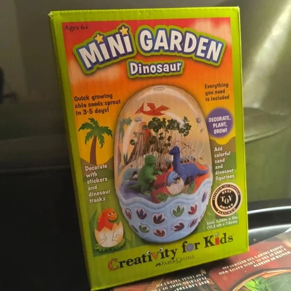 Mini chia seed garden dinosaur boys kids activity set gift toy learning blue red