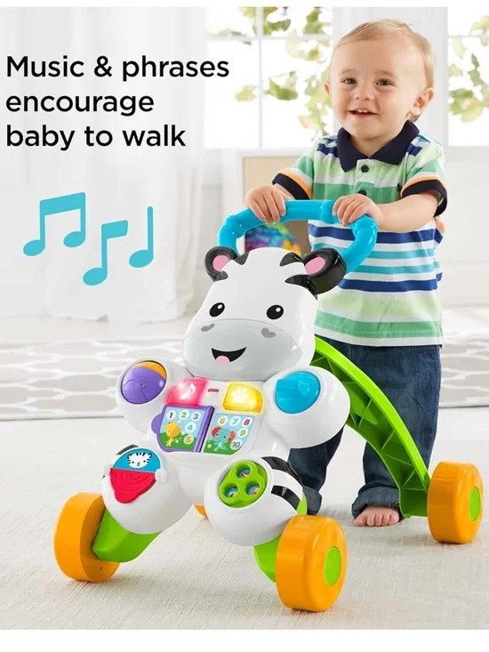 Fisher-Price Baby Push Toy Learn with Me Zebra Walker Musical Learning Activity