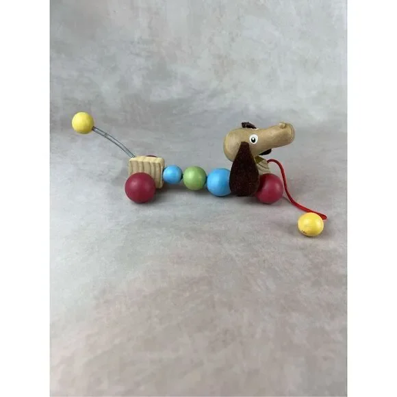 Montessori Dachshund Dog LORENZ Pull Toy Wooden Germany Dog With Felt Ears and S