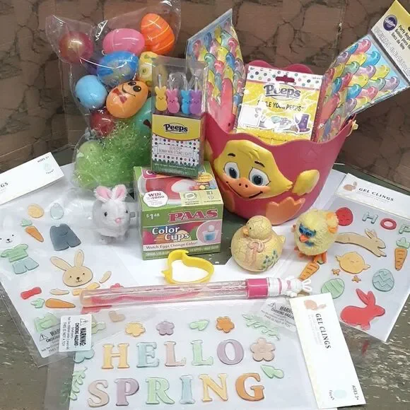 Huge Peeps themed Easter‎ Basket, blow mold bucket & more.
