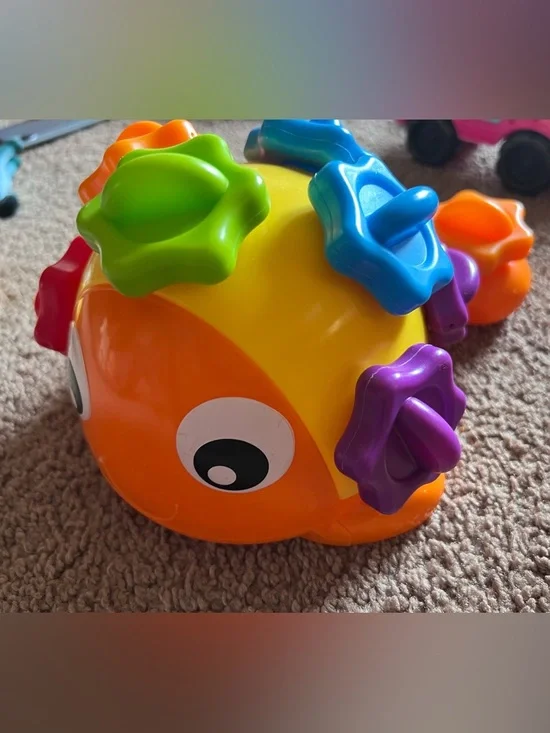 Colorful Orange & Yellow Fish Toy with Blue, Green & Purple Gears