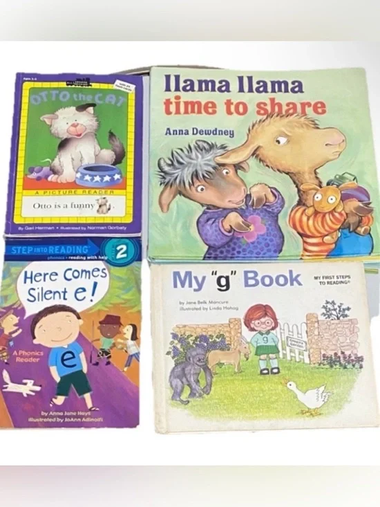 4 Kids Reading PreK Books Ages 3-5 OttoThe Cat, Llama Llama, Here Comes Silent E