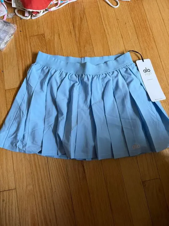 Alo Yoga Varsity Tennis Skirt Blue Skies Pleated Mini Skirt NWT XS