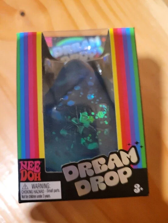 Needoh Dream Drop Glitter Stress Toy - Blue Glitter New In Box