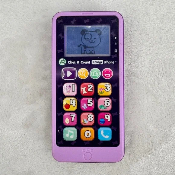 LeapFrog Chat & Count Emoji Phone Kids Purple Cell Phone Scout Dog Learning Toy
