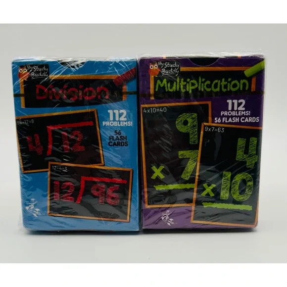My Study Buddy Multiplication and Division Flash Cards Set 112 Problems Each NEW